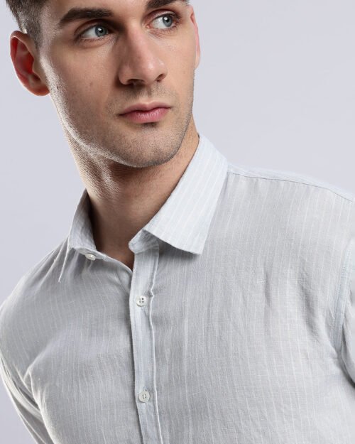 100% Linen French Bleu Pinstripe Shirt