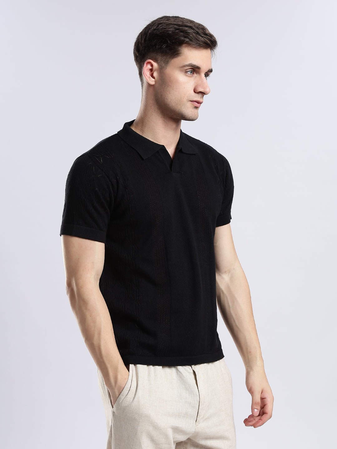 Black Crochet Monarch Polo - Image 7