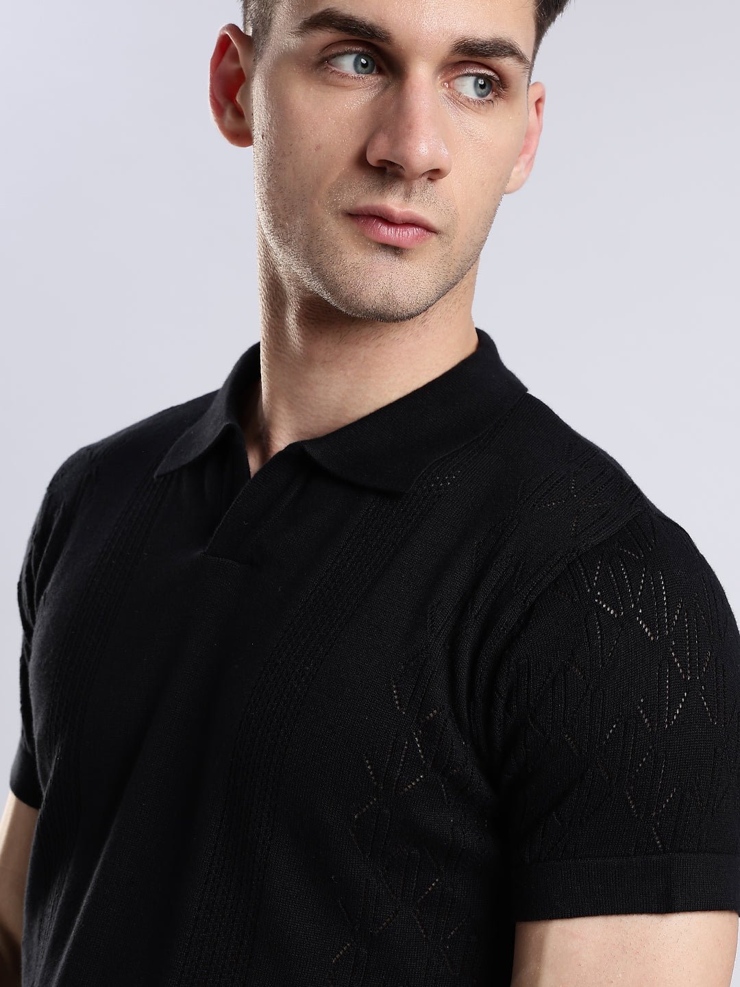 Black Crochet Monarch Polo - Image 2