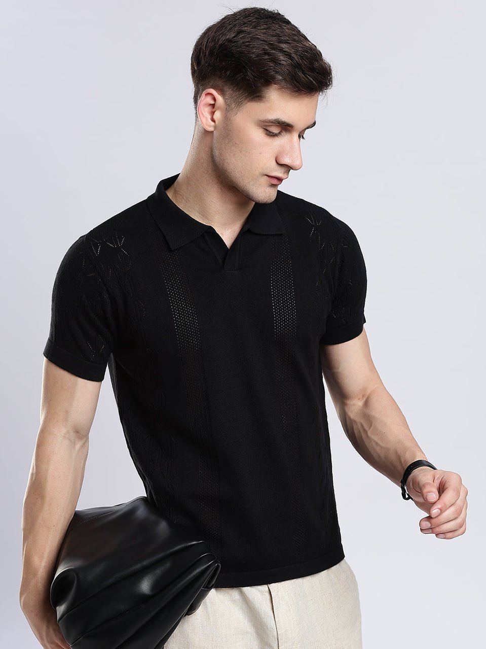 Black Crochet Monarch Polo - Image 3