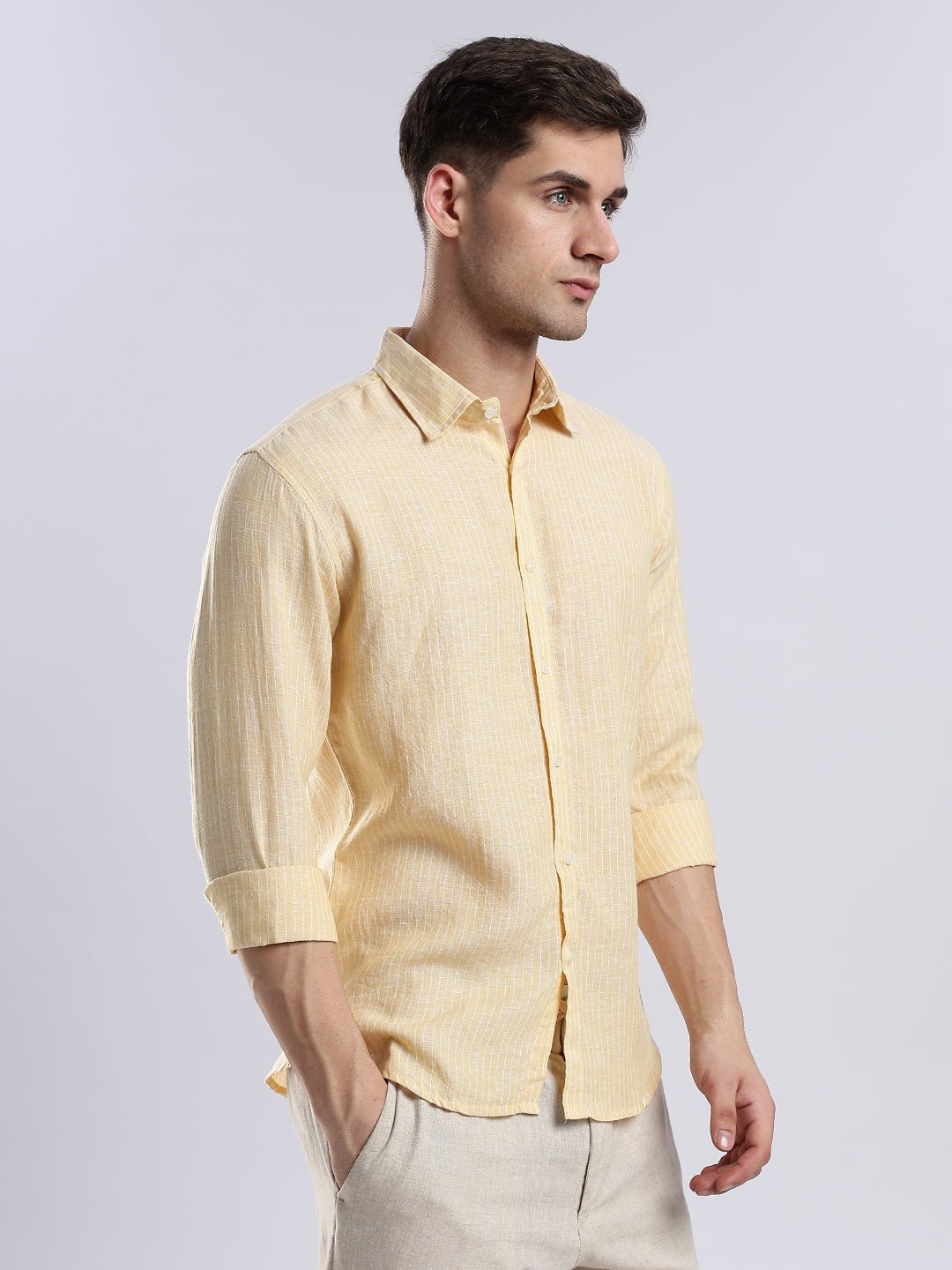 100% Linen French Soleil Pinstripe Shirt - Image 4