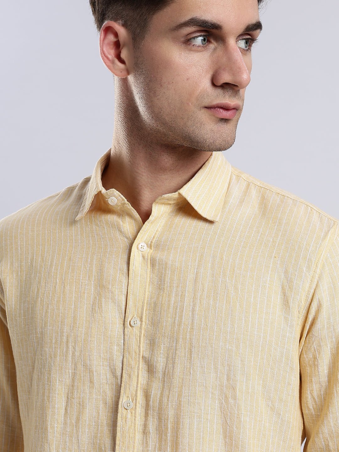 100% Linen French Soleil Pinstripe Shirt - Image 3