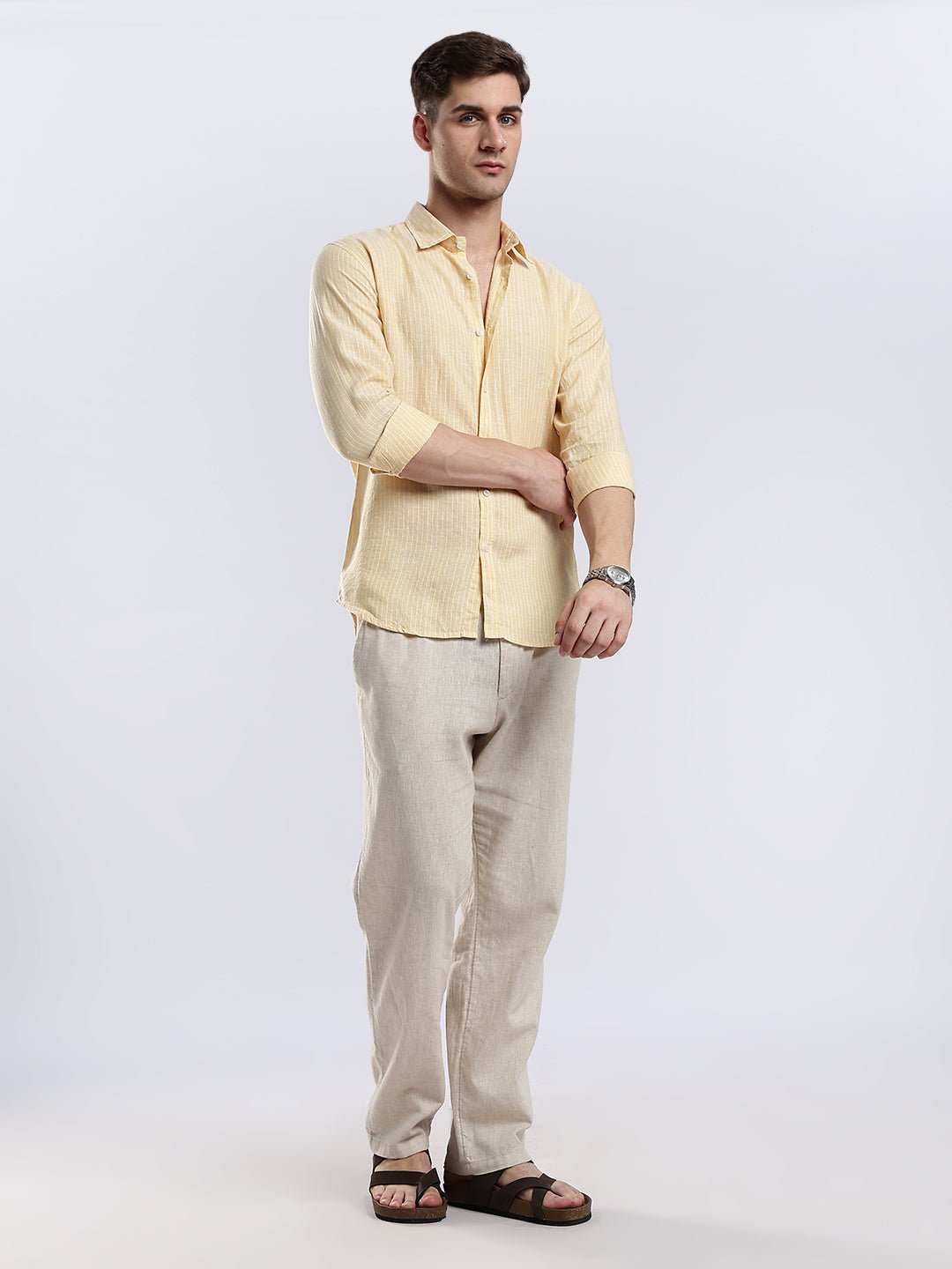100% Linen French Soleil Pinstripe Shirt - Image 2