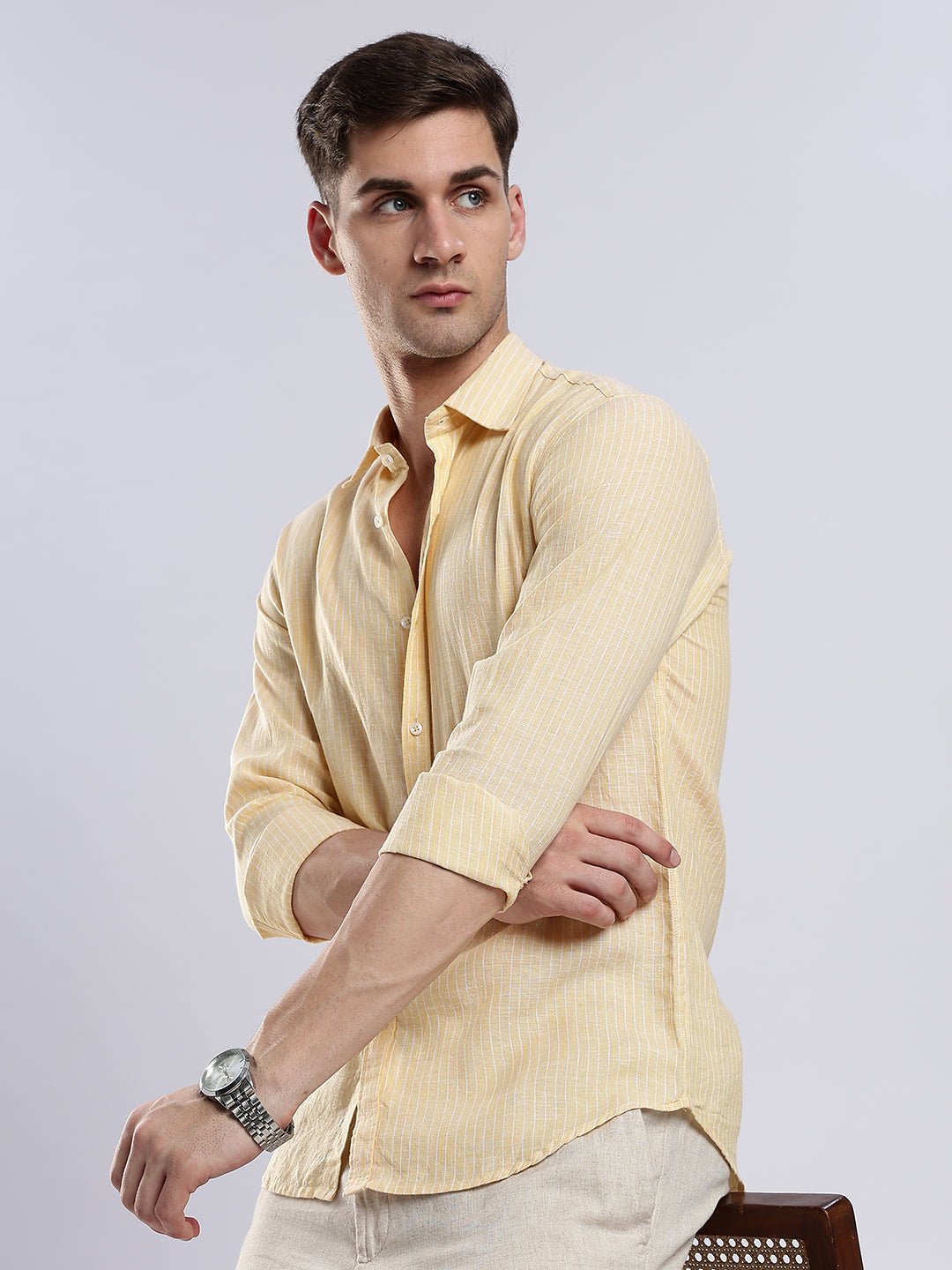 100% Linen French Soleil Pinstripe Shirt