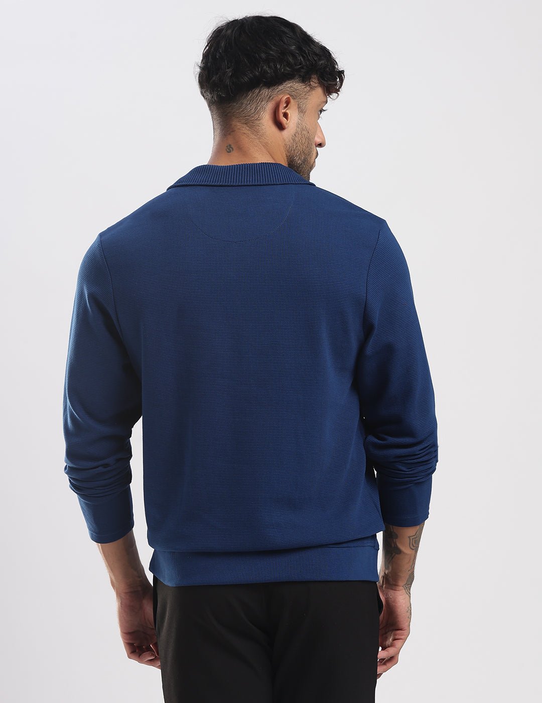 Ottoman Rib Knit Polo in Deep Blue - Image 6