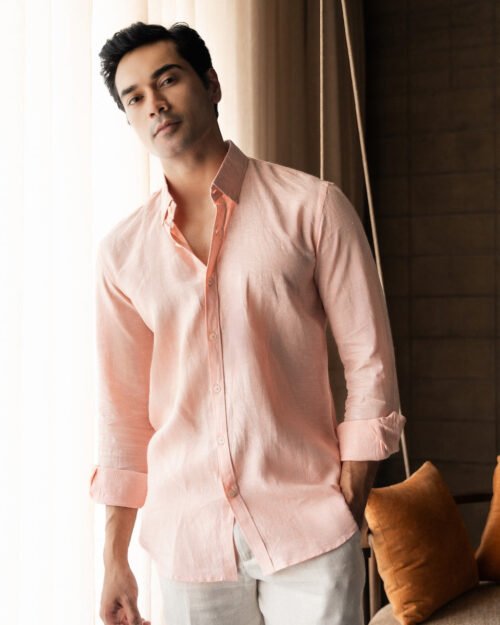 100% Linen Soft Touch Frosty Peach