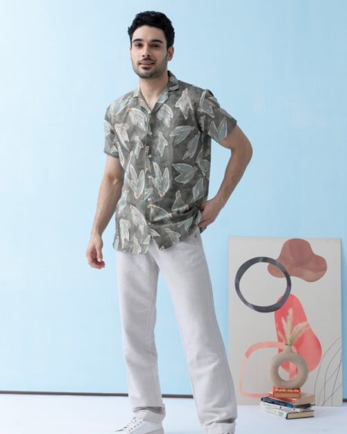 Coastline Hemp Cuban Shirt in Leafy Sage