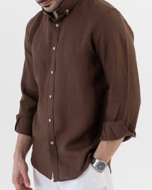 100% Linen Soft Touch Pecan Brown Shirt